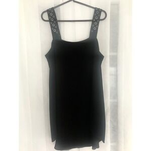 Vince Camuto Black Grommet Strap Shift Mini Dress Womens Large Sleeveless LBD